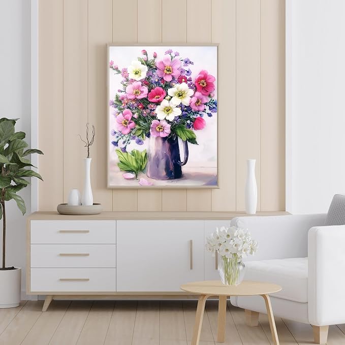 Ausanrl Flower Diamond Painting Kits for Adults - Diamond Art Kits for Adults Beginner,5D Diamond Painting Flowers,Gem Art Kits for Gifts Home Decor 12x16inch