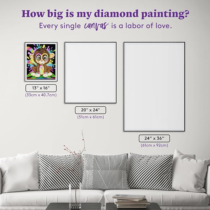 DIAMOND ART CLUB Rainbow Lil Monkey Diamond Art Kits for Adults