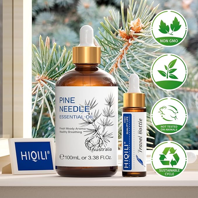 HIQILI Pine Needle Essential Oil for Skin, Candle Making, Cleaning Spray