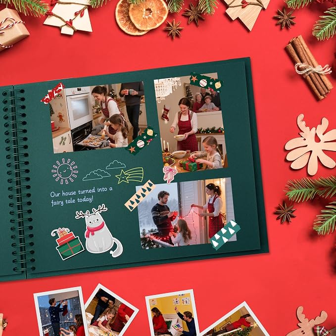 Scrapbook Photo Album 7"x7" 20 Sheets 40 Pages Hardcover Kraft Paper Khaki