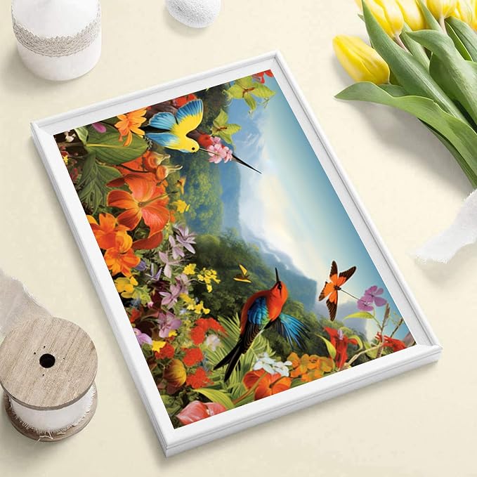 DOTSOPS 6 Pcs Flowers Bird Diamond Painting Kits Art Adults Painting Kits | Crafts DIY 5D Diamond Art Packs Kits,Full for Adults,Beginner Home Wall Decoration Gift 11.8 x 15.7 Inches