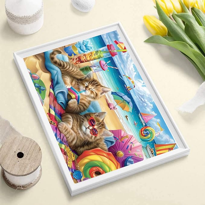 DOTSOPS 6 PcsCat Dog Diamond Painting Kits for Adults Art Painting Kit | Crafts DIY 5D Diamond Art Packs Kits,Round Full Drill for Adults,Beginner Home Wall Decoration Gift 11.8 x 15.7 Inches