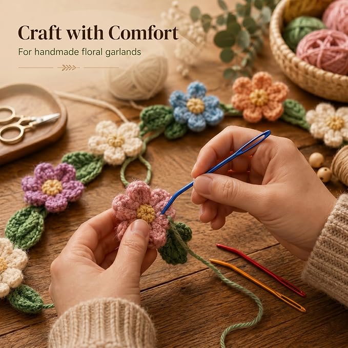 cuteDIY Aluminum Yarn Needles, Large Eye Bent Tip Darning Tapestry Set