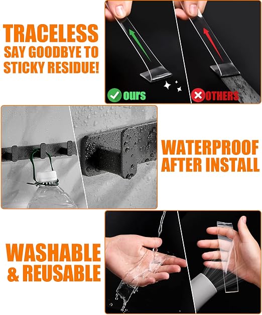 Tatastar Double Sided Tape Heavy Duty (2 Rolls, 20 Feet) - Removable Waterproof Nano Mounting Tape, 1.2" & 0.8" Width for Picture Hanging, Wall Decor, Posters, Carpets, Rugs - Indoor & Outdoor Use