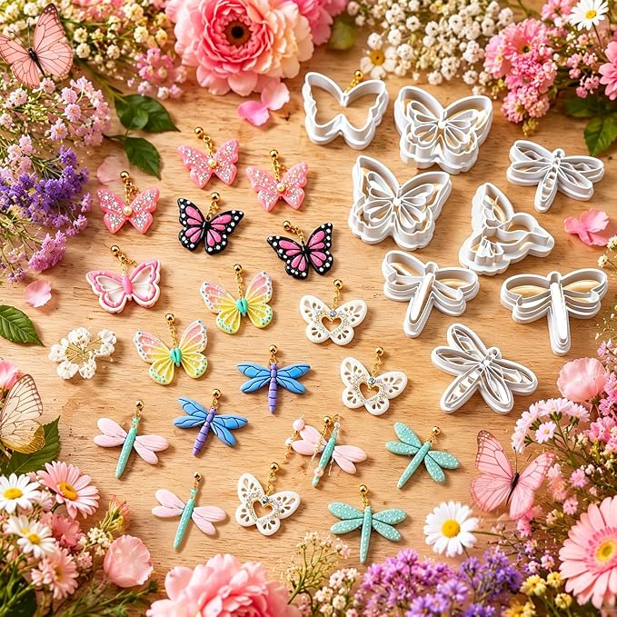 10PCS Butterfly Dragonfly Hummingbird Clay Cutters for Jewelry