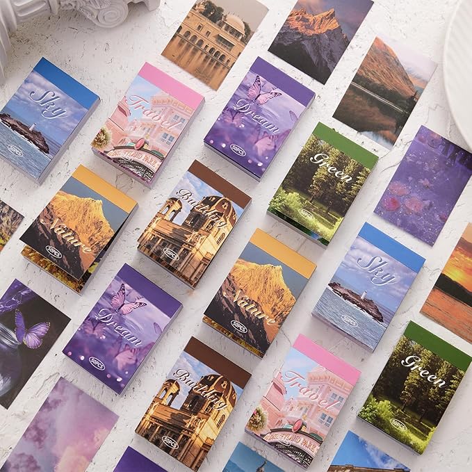 6 Sets 300 Pcs Washi Stickers Set Vintage Aesthetic Sticker Book for Journaling, DIY Retro Pattern Paper Sticker Decals for Bullet Journal Scrapbooking Diary Craft Gift Album Notebook for Women Girls