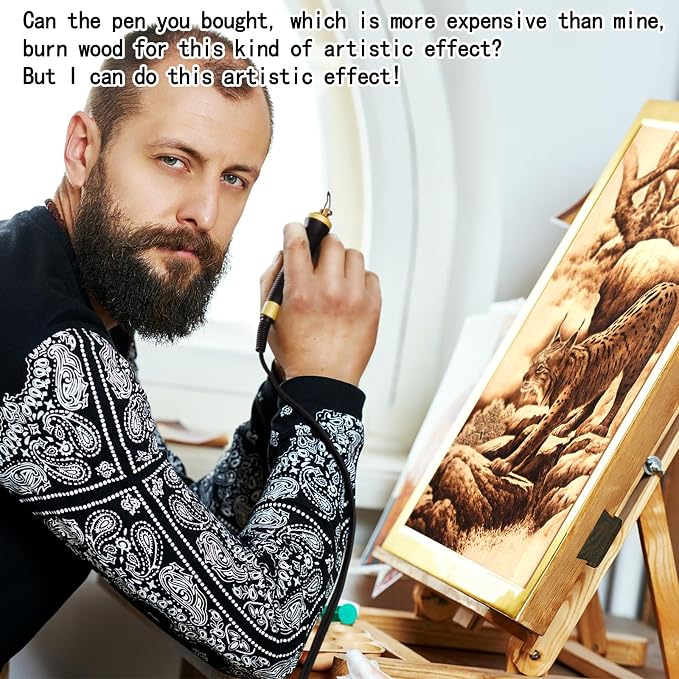 FIRElood Wood Burning Tool, Wood Burner kit Pen 25~750℃, Wood Burning kit with Digital Thermometer Temperature Adjustable Temperature, 2 pyrographic Wood Burning pens, 30 Wood Burning Pen Tips