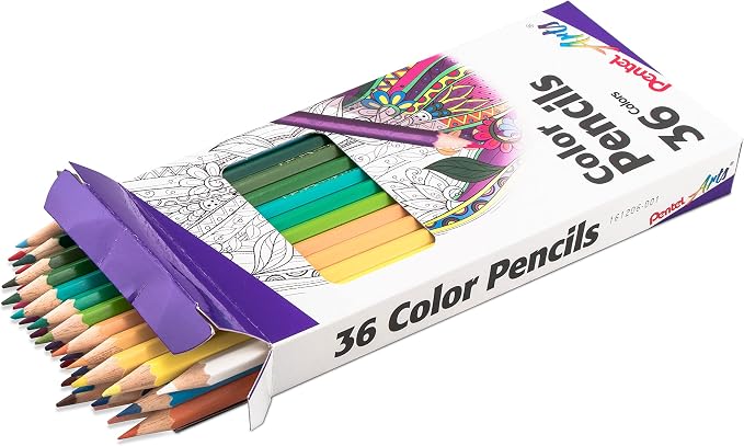 Pentel Arts Color Pencils - Assorted Colors, 36-Pack (CB8-36)