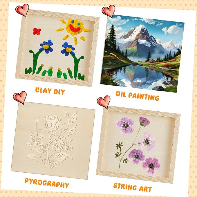 Barydat 24 Pcs Wood Panels for Painting 10'' x 8'' Unfinished Wood Canvas Board Artist Wall 0.79'' Deep Wooden Cradled Panels for DIY Crafts, Easel Display, Painting Pouring Arts Use with Oil, Acrylic