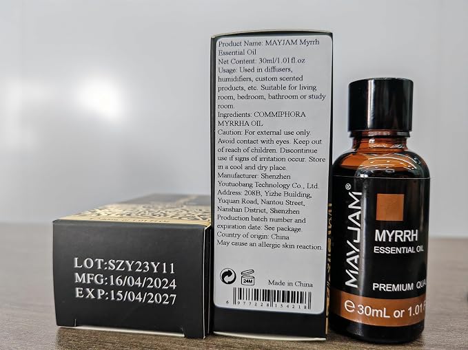 MAYJAM Myrrh Essential Oil for Diffuser Soap Candle Making, 1.01fl.oz