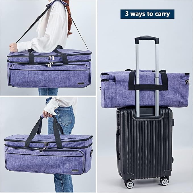 Double Layer Carrying Case with Mat Pocket for Cricut and Tools