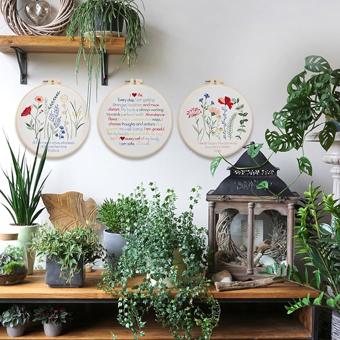 Flowers Embroidery Kits for Adults - Stamped Beginner Hand Embroidery