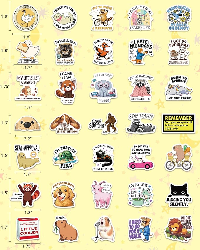 300 Pcs Funny Stickers for Adults, Waterproof Water Bottle Sticker Pack