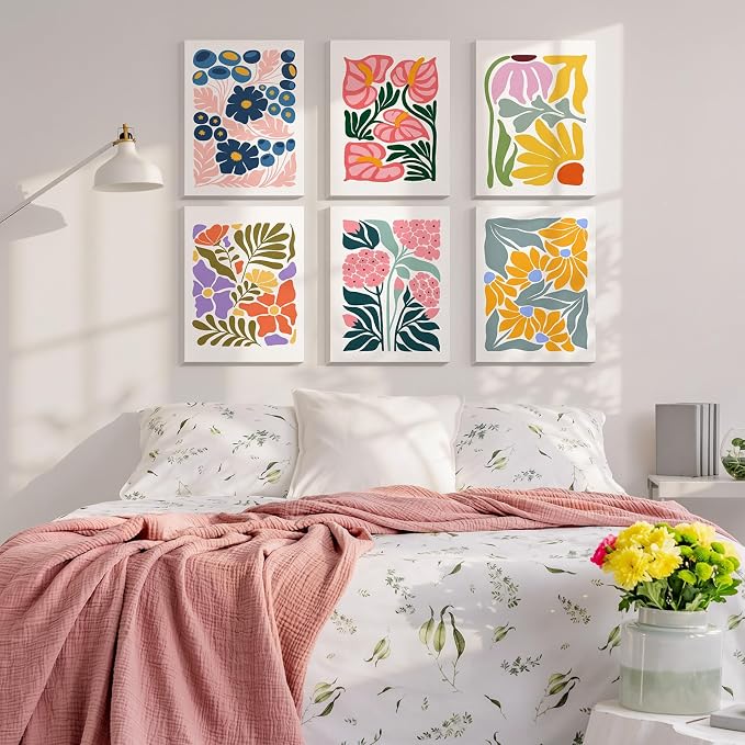 RoundFunny 12Set Paint by Numbers Kit for Adult Garden Bloom Painting 8x10 | with Wooden Frame Easel Acrylic Paints Brushes Watercolor Oil, DIY Stress Relief Paint by Number for Beginner Home Wall Decor