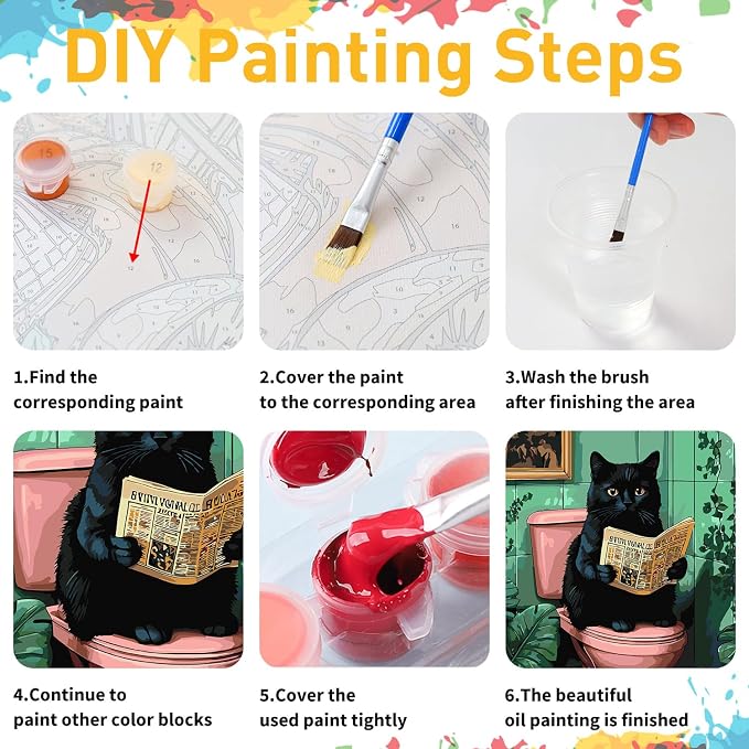 Black Cat Paint by Numbers Kit for Adults, 16x20 inch | DIY Painting Kits Crafts for Adults, Relieve Stress, Gift, Home Wall Decor