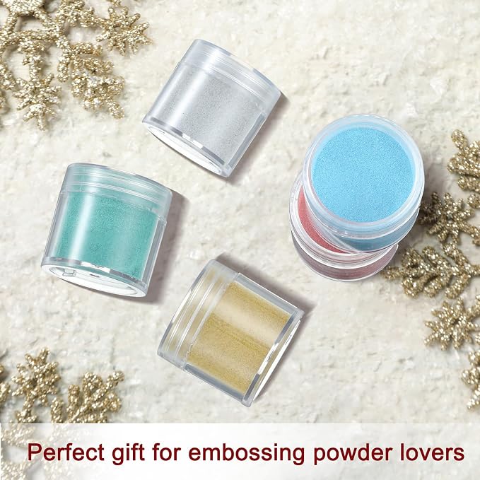 6 Pcs 0.5 Ounce Glitter Embossing Powder Set for DIY Crafts Greeting Cards Making Scrapbooking Wedding Invitations (Multicolor)
