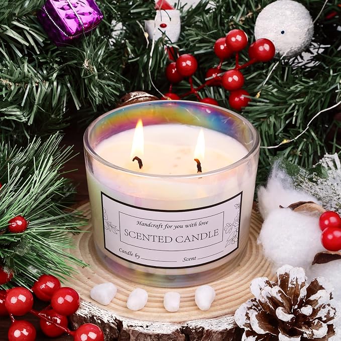 CONNOO 8 Pack 12 oz Iridescent Glass Wide Mouth Candle Jars