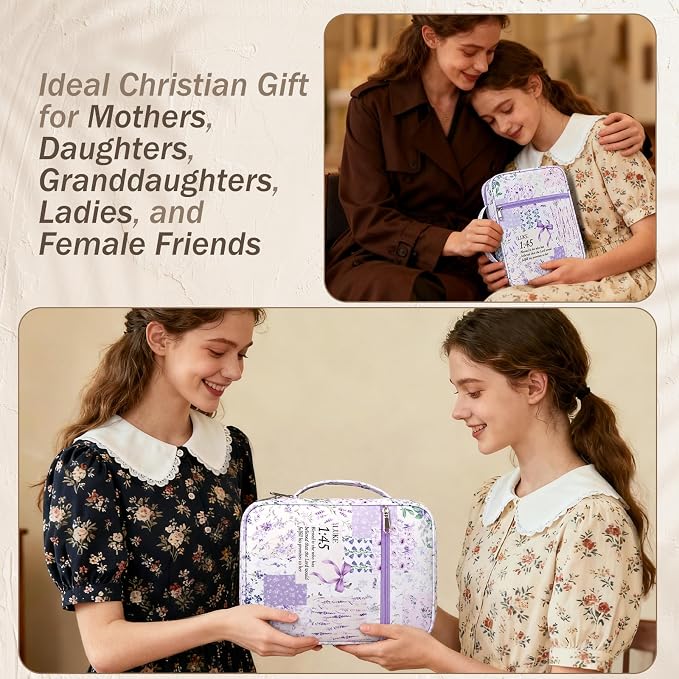 XKDOUS Bible Cover Case for Women Bible Bag Journaling Kit w/Study Supplies