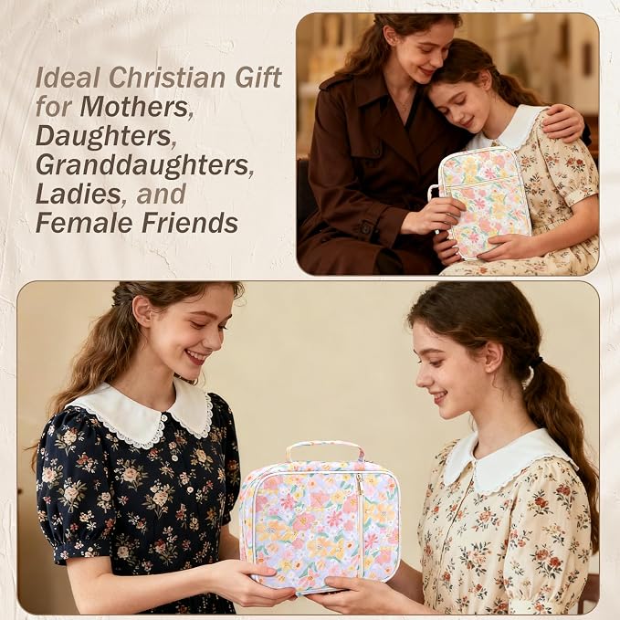 XKDOUS Bible Cover Case for Women Bible Bag Journaling Kit w/Study Supplies