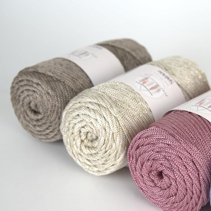 Makromecity Sparkle 2 Skeins of Polypropylene Macrame Cord 3mm x 131 Yards (394 feet) Premium Polyester Macrame Cord for Macrame Art & Crafts for Wall Hangings, Bags, Underplate, Rug