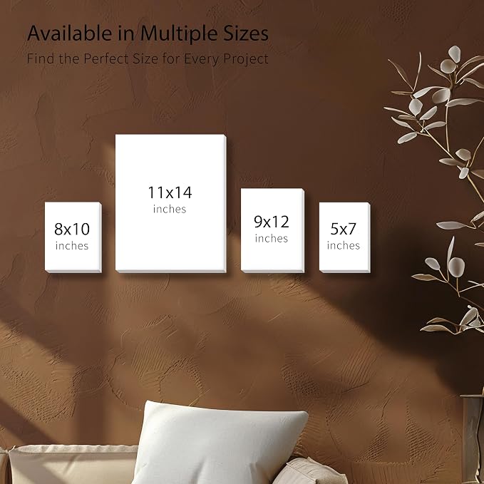Bianyo 11x14 Inch Canvas Panels for Painting ā 12 Pack, 100% Cotton, Triple Primed & Acid-Free, Art Boards for Acrylic & Oil Paints, Ideal for Artists, Students, Hobbyists & Beginners