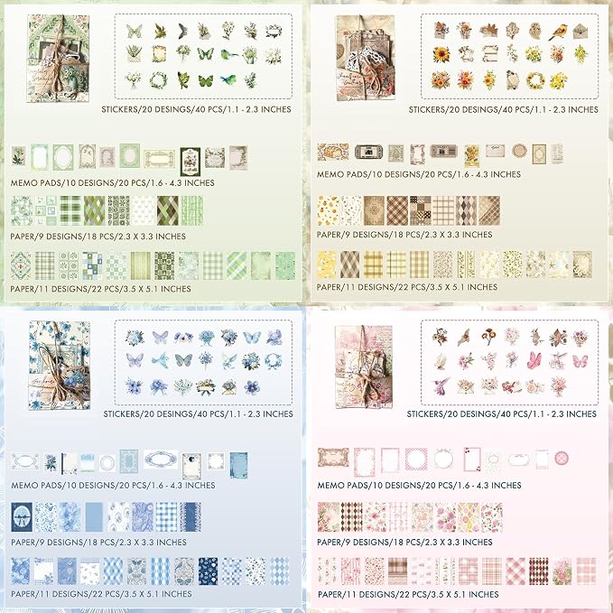 Vintage Cottagecore Scrapbook Supplies Kit – 400PCS