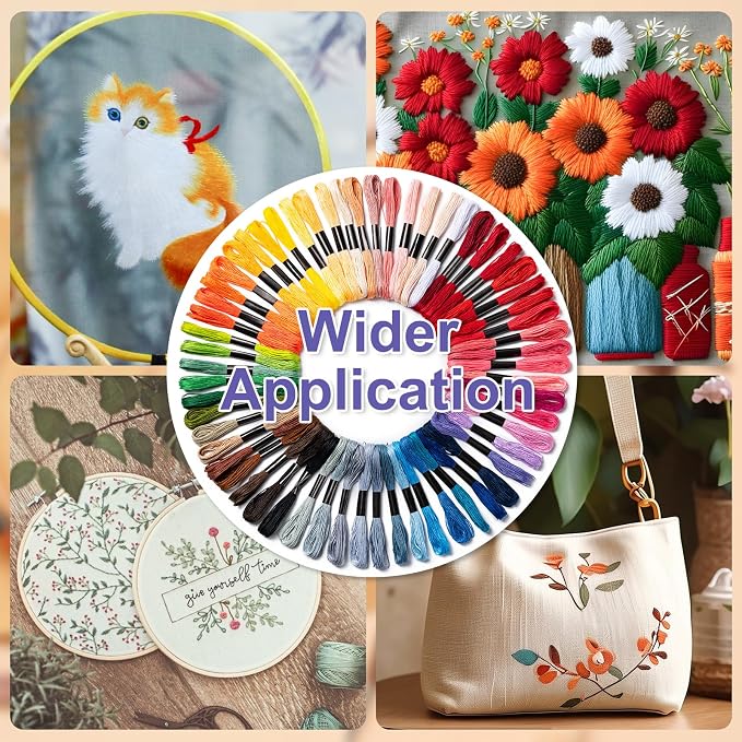 Amrules Friendship Bracelet String, 60 Pcs Embroidery Floss, Colorful | Including 344.5" Cotton Cross Stitch Thread, Hand Embroidery Thread for DIY Sewing and Embroidery Crafts Making with Tools
