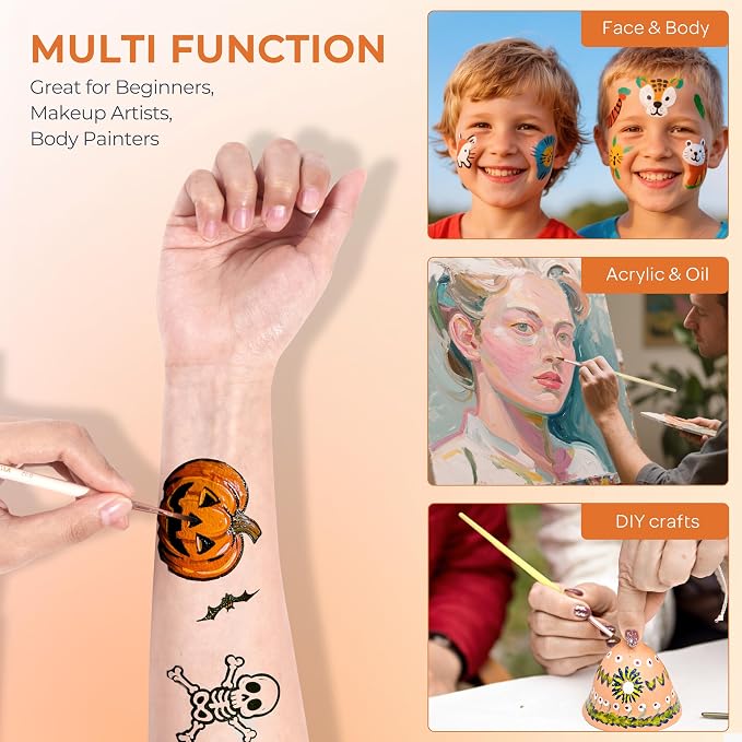 Nicpro Face Paint Brush Set, 7PCS Professional Face & Body Painting Brushes