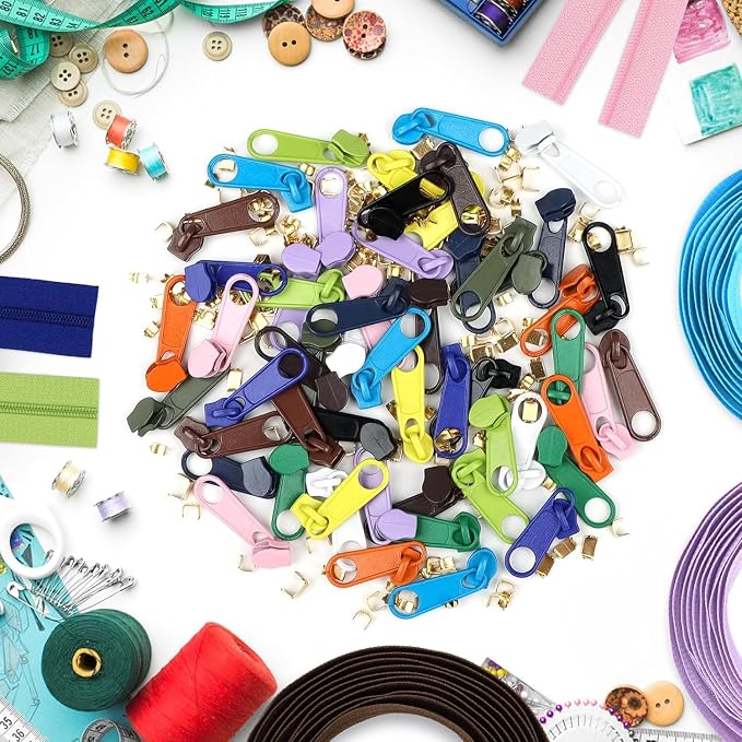 DOITEM 14 Colors Zippers by Yard, 3 mm Zipper 39 Meter 43.5 Yard Nylon Endless Zipper Set with Slider and Zipper