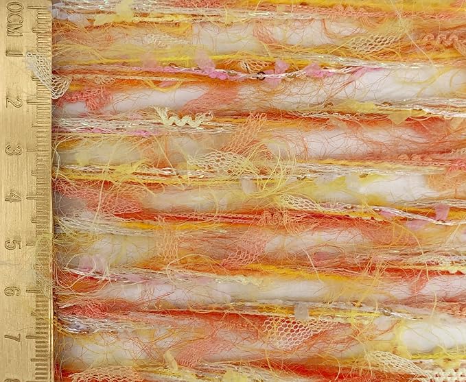 Artisanal Yarn Collection Multifiber Fancy Yarn for Knitting Crocheting Crafts DIY, Set of 3 Rolls (Orange)