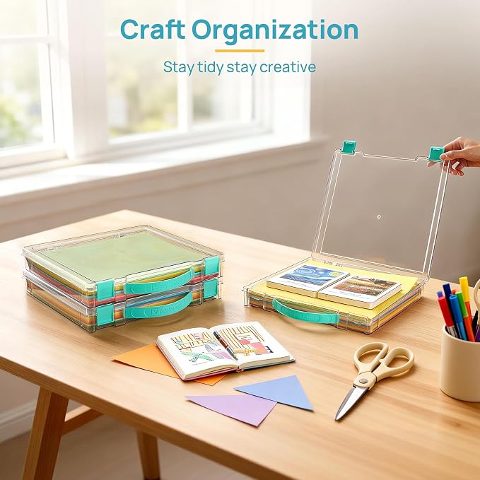 Vtopmart 10 Pack Board Game Storage with Handle and Snap-Tight Latch Lid