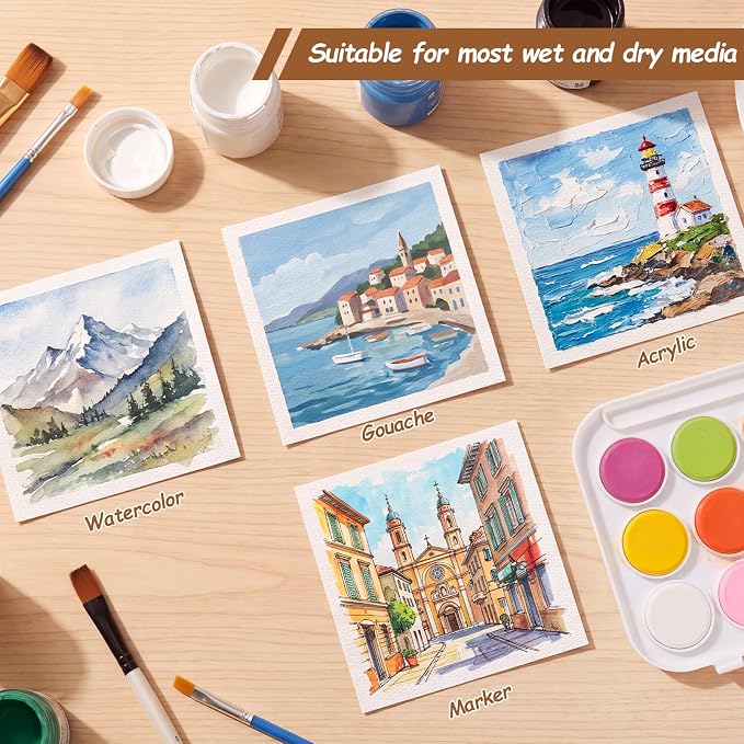 80 Sheets Square Watercolor Paper 4 x 4 Inch, White Water Color Paper