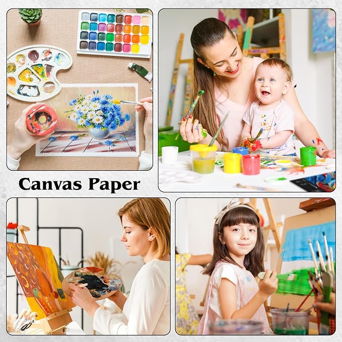 12 Sheets Canvas Paper Pad 9 x 12 in, 350 GSM, Glue Bound | Canvas-Textured Paper, Single-Sided Glue Binding, for Acrylic, Oil, Gouache, and Marker Painting