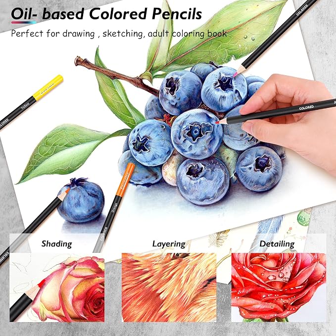 Soucolor 73Pcs Art Supplies Drawing Kit Sketch Pencils Set Adults Gift | 73-Piece Art Set Includes Sketch Book, Coloring Book, Graphite Pencils, Watercolor Pencils & Portable Case for Artists
