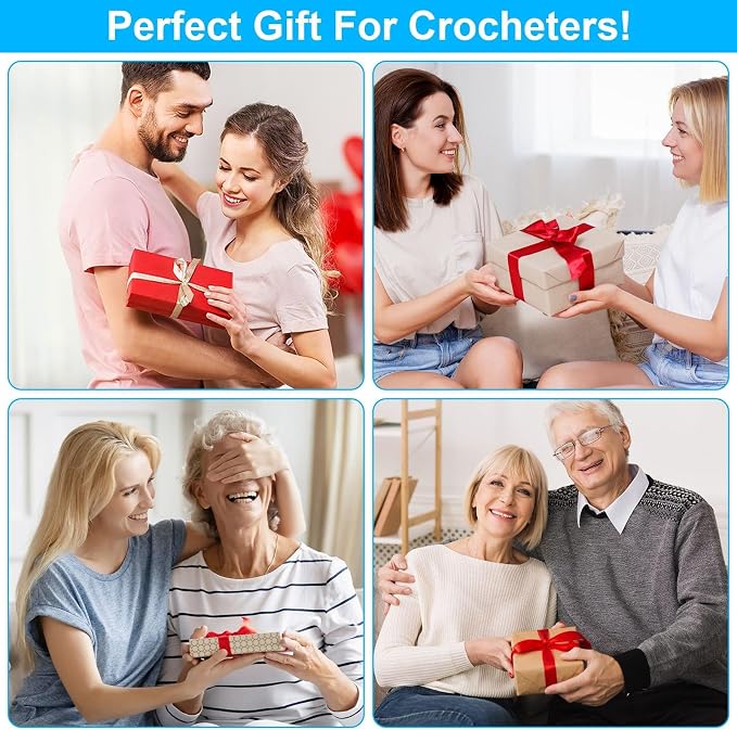 Crochet Hooks 9 Sizes Crochet Hook Set, 49 Pack Yarn Crochet Kit for Beginners, Knitting Needles with Ergonomic Handles for Arthritic Hands, Crochet Needle Kit with Blue Case for Crocheters