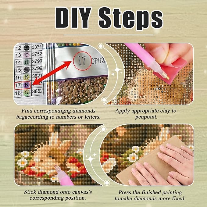 Amaieuin Rabbit Diamond Art Kits for Adults Beginners 12x16in