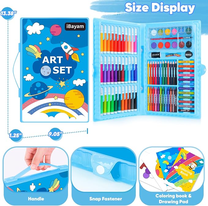 iBayam 149-Set: Crayons, Pastels, Pencils, Pens, Drawing Pad, Coloring Book | Crayons Set, Watercolors Paint Set, Colored Pencils, Drawing Markers, Oil Pastel for Kids Teens Girls Boys Cute School Stuff