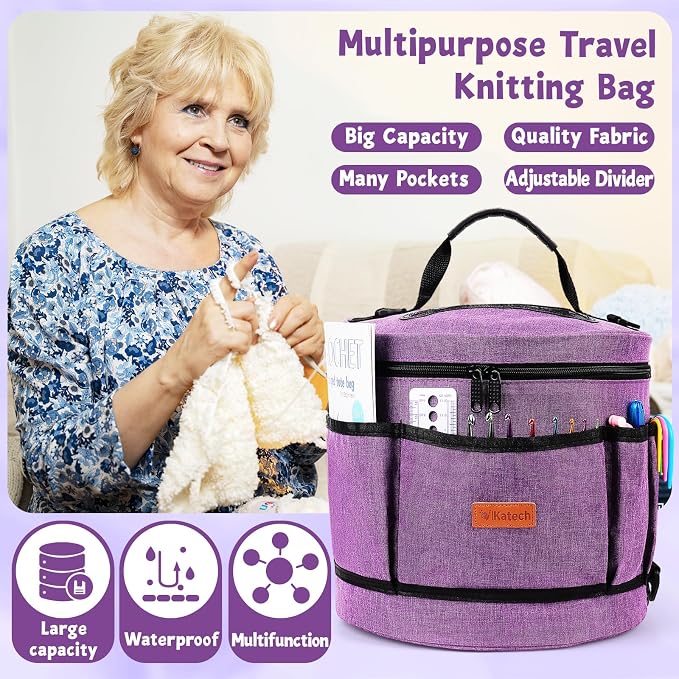 Katech Crochet Kit for Beginners, Adults, Kids Includ Everything You Needed | Crochet & Knitting Kits Includes Crochet Hooks,Large Storage Bag,Soft Yarn, Instruction Compelet Crochet Supplies-Ideal Gift