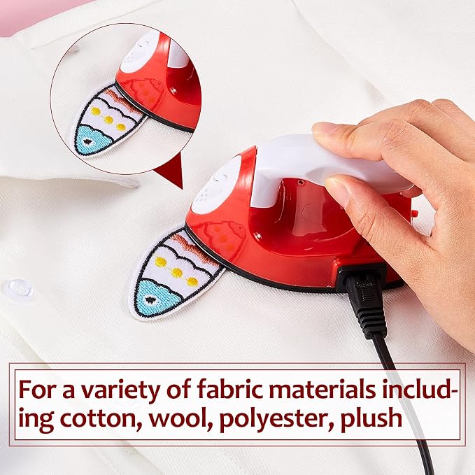 Honoson Mini Craft Iron Mini Heat Press Small Iron 3.93 x 2.36 x 2.76 in Portable Handy Tiny Flatiron with Charging Base Accessory for Fuse Bead Patch DIY Heat Transfer Vinyl(Red)