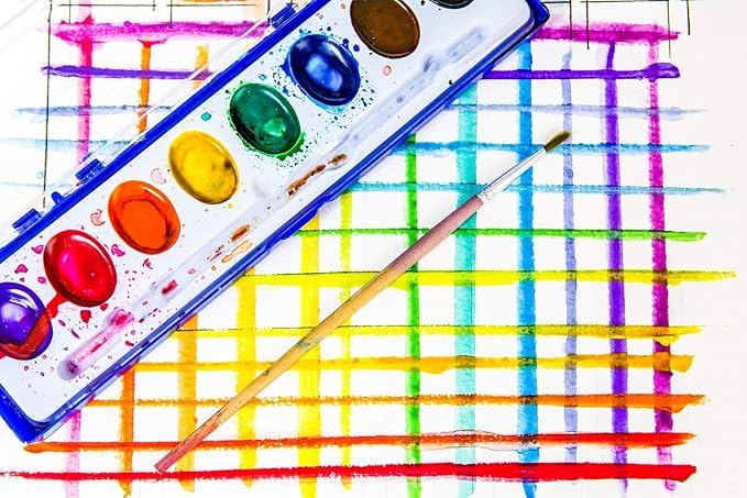 Color Swell 8 Color Bulk Watercolors with Wood Brushes, 144 Pack