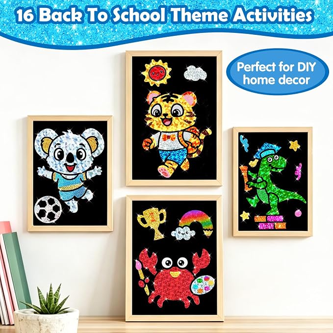 FUNNYB&G Foil Art Craft Kit for Kids, Sparkly Birthday Gift Toy for Boys | No Mess, Kids Ages 4-10 Create Sparkling Artwork, A Creative Gift for Birthdays, Holidays, Travel Activities,Screen-Free Fun