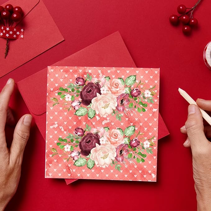 28 Sheets Scrapbook Paper, Floral Scrapbooking Specialty Papers 160gsm Cardmaking Craft Paper Pack Decorative Paper for Card Making (6"X6" Inch, Masrala)