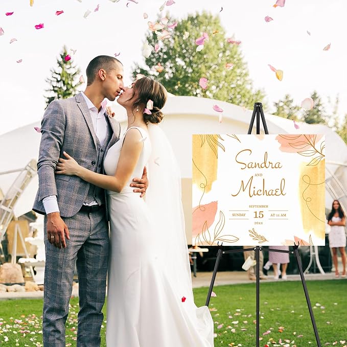 Easel Stand for Sign Portable,66" Easel Display Stand Metal, Adjustable Easels for Display,Wedding Signs, Posters-Black(2 Pack)