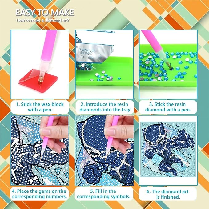 4 Pack Cartoon Diamond Art Kits for Kids, Arts and Crafts for Kids 4-6 | 4 Pack Cartoon Gem Painting Kit, Cute Gem Arts for Kids Ages 4 8 12, DIY Crystal Gem Kits for Gifts 6X6 inch without Frame
