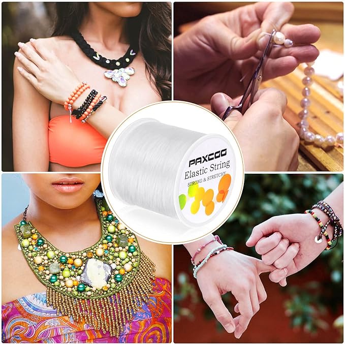 Paxcoo Elastic Bracelet String Cord Stretch Bead Cord for Jewelry Making and Bracelets Making