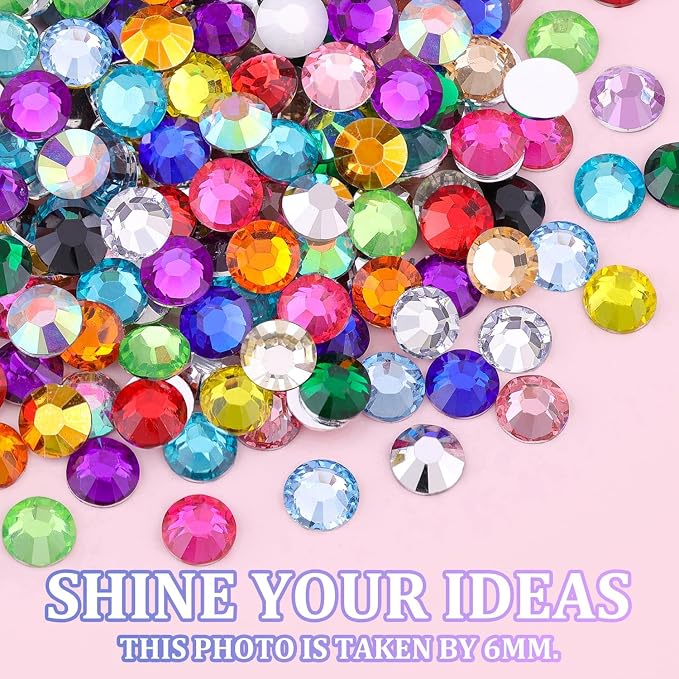 20000Pcs Resin Rhinestones for Crafting, Multicolor 3/4/5mm Flacktback Gems with 3Pcs B7000 Jewelry Glue, Bedazzling Crystal for DIY Crafts Clothing Tumblers Mugs Shoes Fabric Nail Art