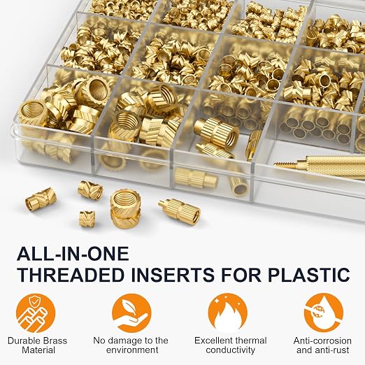 INCLY 720PCS Threaded Inserts M2 M2.5 M3 M4 M5 M6 for 3D Printing