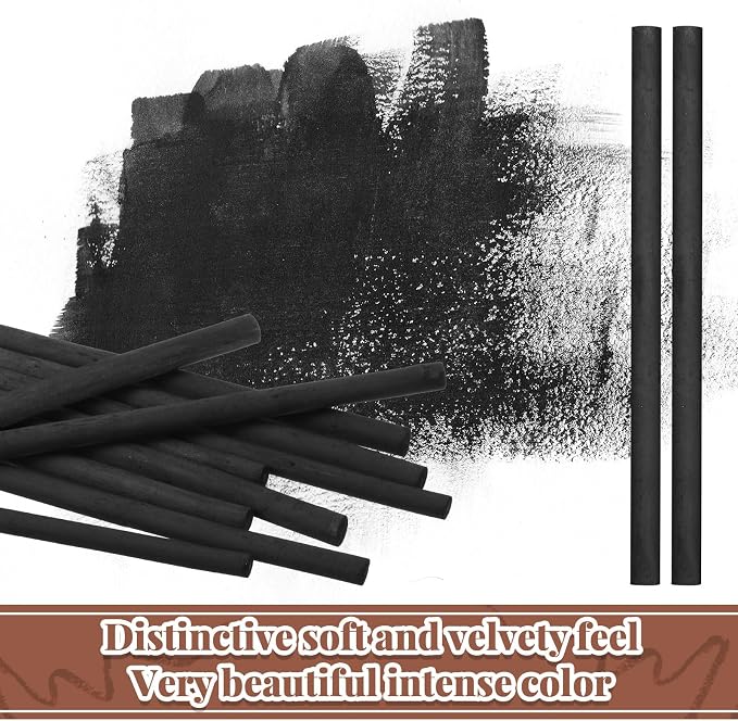 Gueevin 25 Pcs Soft Willow Charcoal Sticks Drawing,5-7mm | For Artists Beginners Students, Vine Charcoal Bulk for Sketching Shading Fine Art, Assorted Sizes, Back to School Gifts