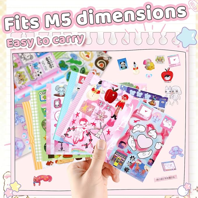 Tmtains 30 Sheets Kawaii Japanese Sticker Book Manga Books Style Writable Note Sticker Glitter Sand Aesthetic Japanese Korean Stickers Book for Adults Scrapbooking Notebook Supplies (Wonderful Ideas)