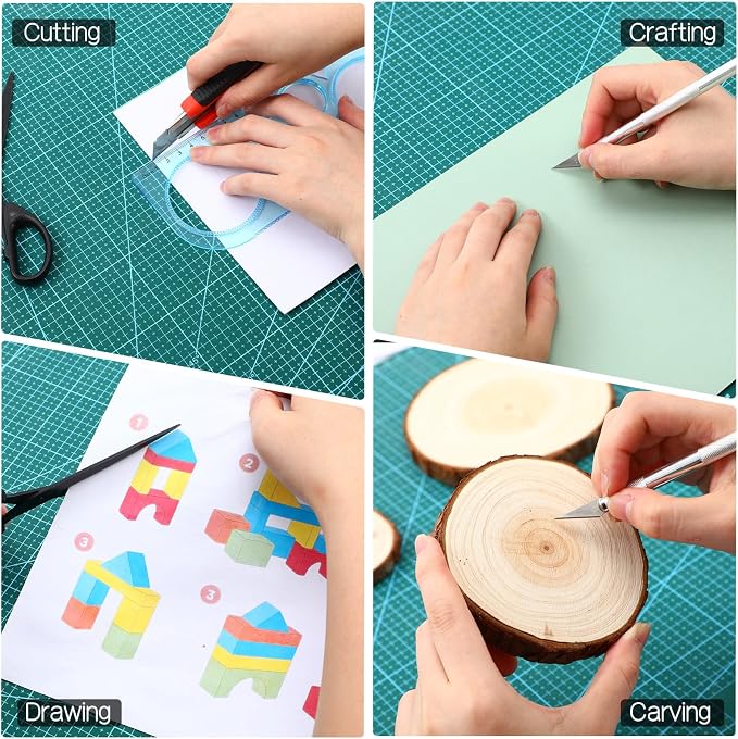Nuanchu 2 Pcs 18" x 24" Self Healing Double Sided Cutting Mat with 2 Metal Engraving Pens, Non-slip PVC A2 Sewing Mat for Crafts, Table Cutting Board for Fabric Leather Quilting Modeling Hobby Project